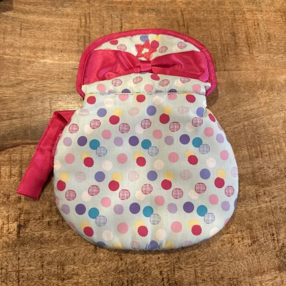 American Girl Bitty Baby Twins Doll Pink MOMMY PURSE for Child Blue Pink Dots